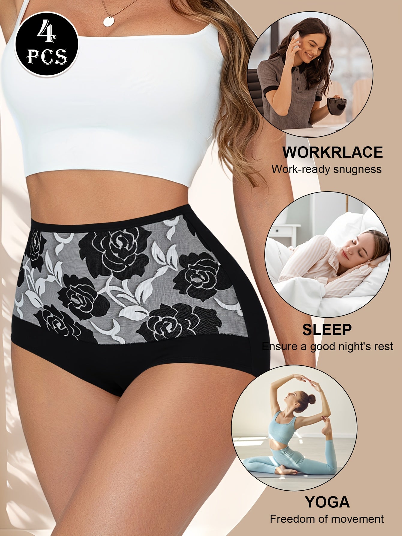 Cotton Comfort High-Waist Briefs – 4-Piece Set