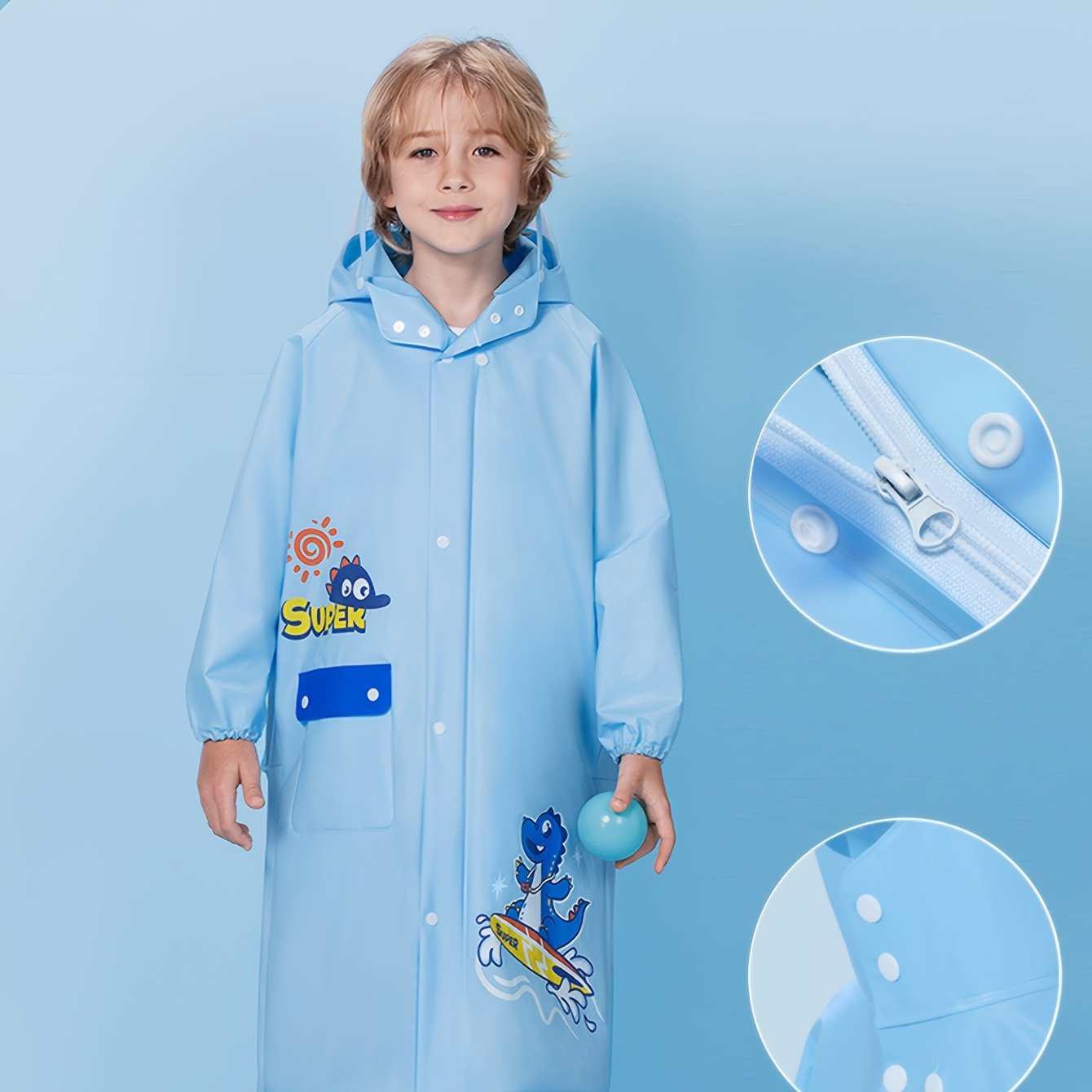 Girls' Bunny Raincoat – Hooded Waterproof Jacket with Backpack Pocket