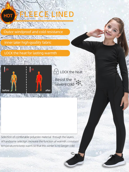 Kids Thermal Underwear Set – Fleece-Lined Base Layer