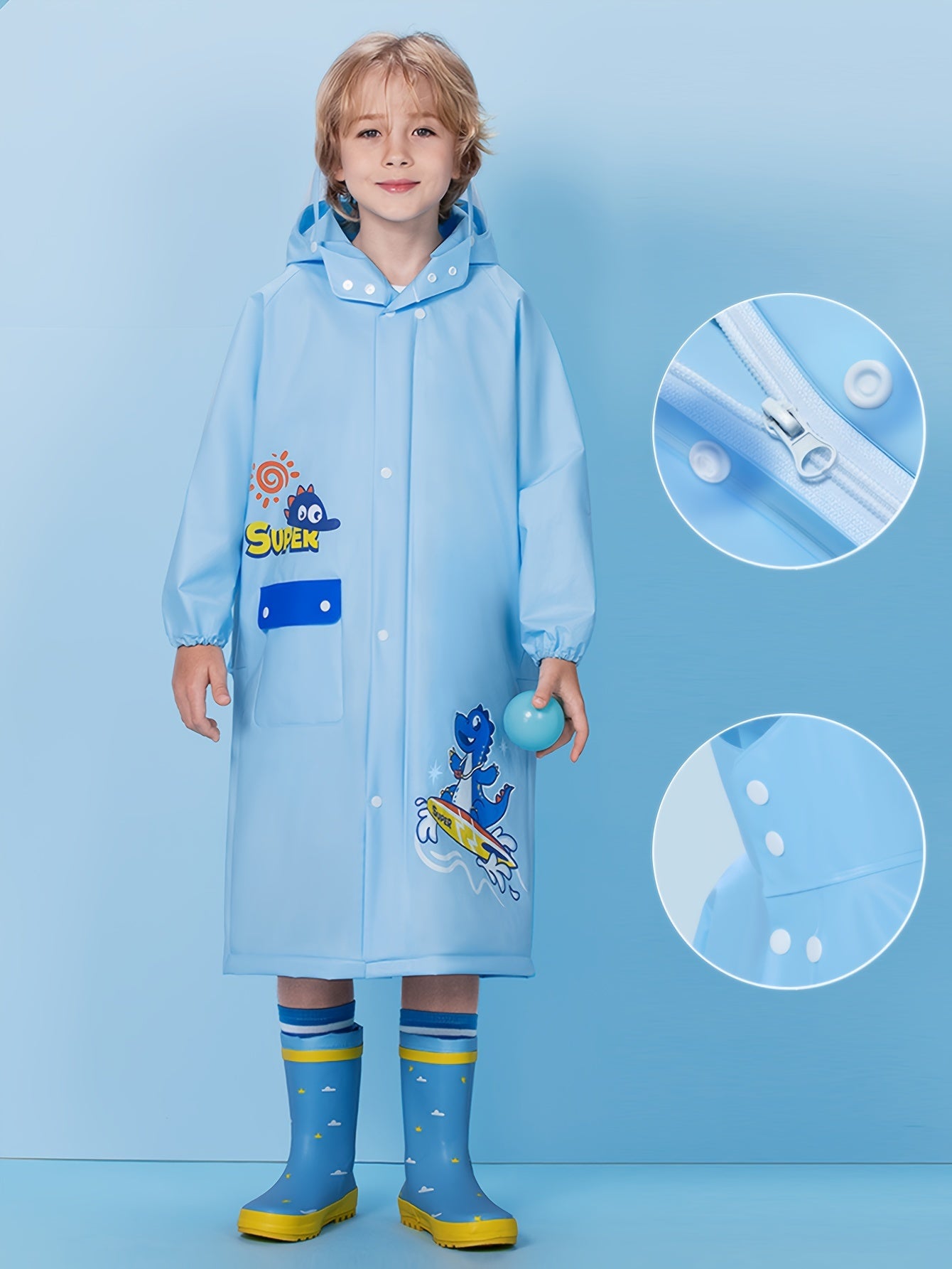 Girls' Bunny Raincoat – Hooded Waterproof Jacket with Backpack Pocket