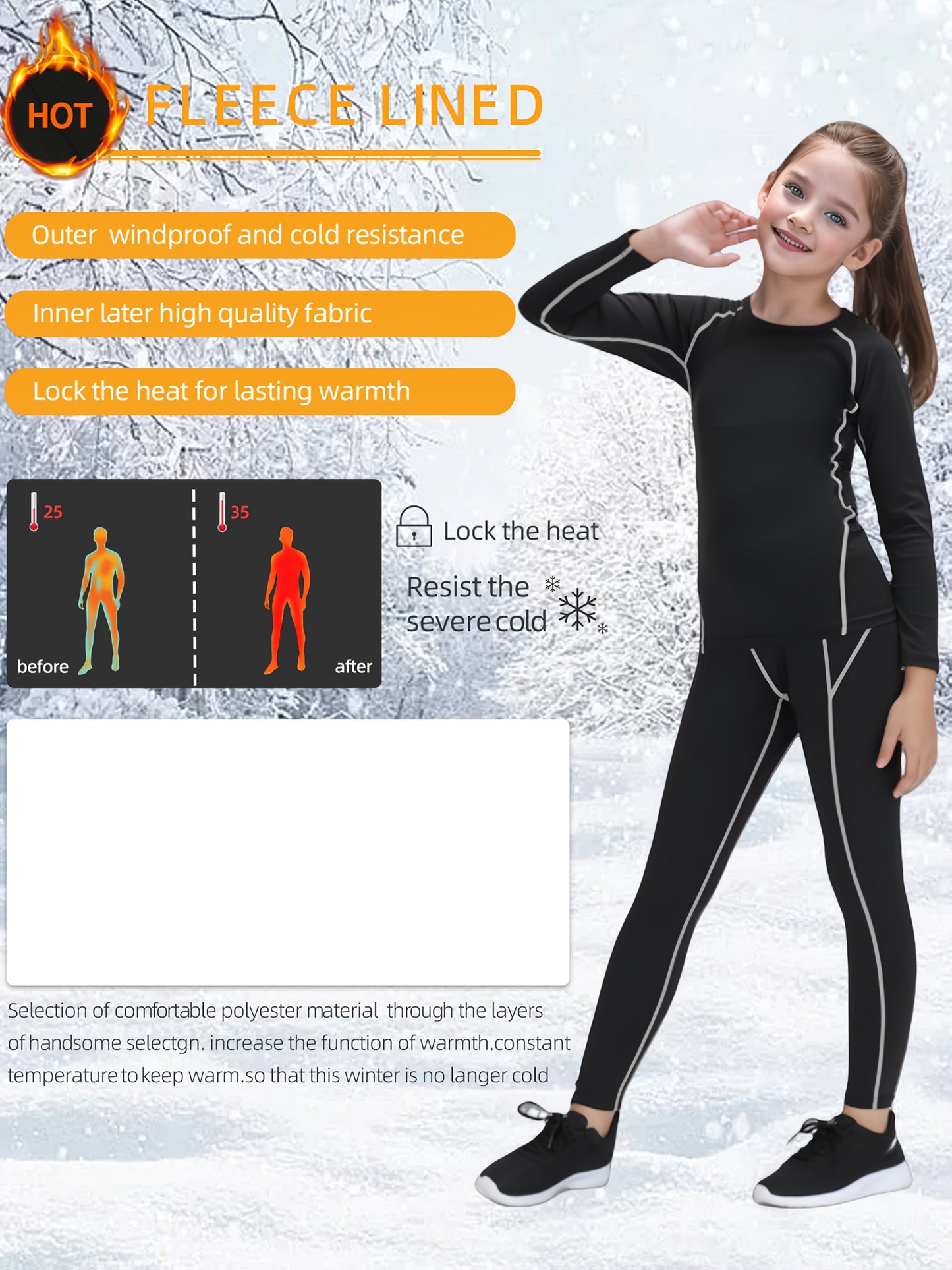 Kids Thermal Underwear Set – Fleece-Lined Base Layer