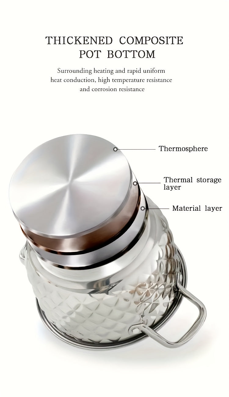 Diamond Pattern Cookware Set – Stainless Steel Pots with Lids