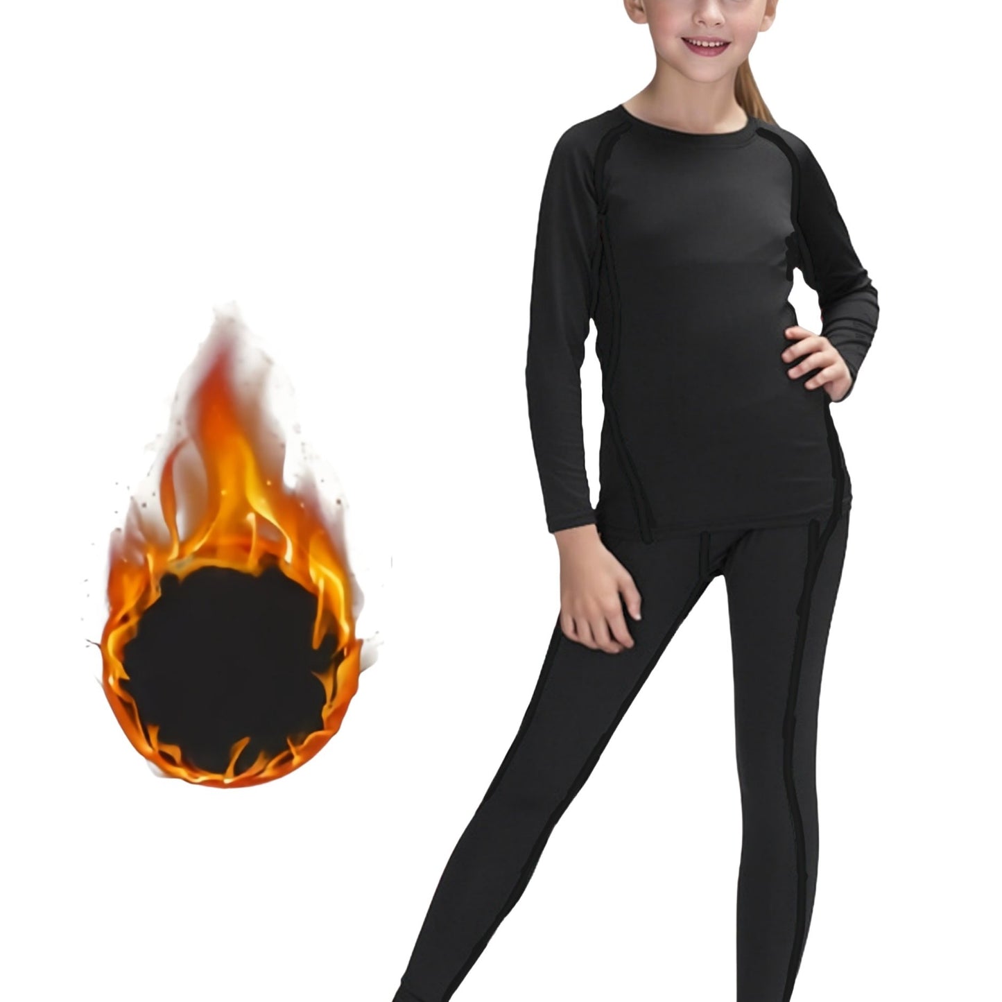 Kids Thermal Underwear Set – Fleece-Lined Base Layer