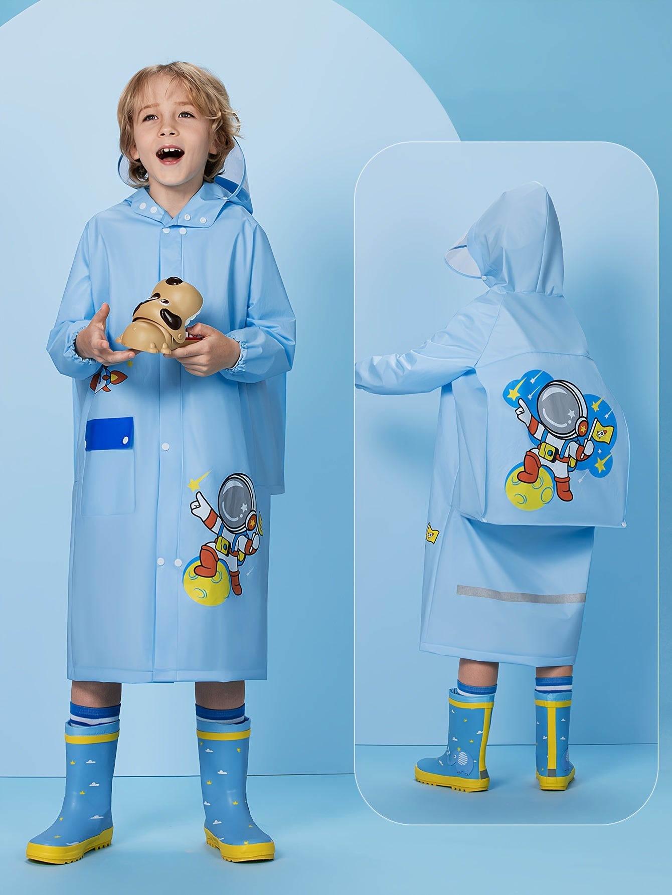 Girls' Bunny Raincoat – Hooded Waterproof Jacket with Backpack Pocket