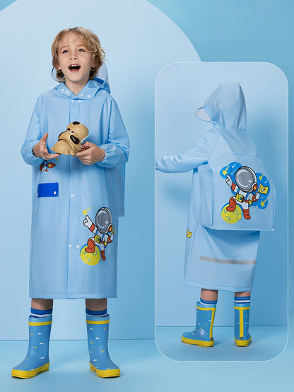 Girls' Bunny Raincoat – Hooded Waterproof Jacket with Backpack Pocket