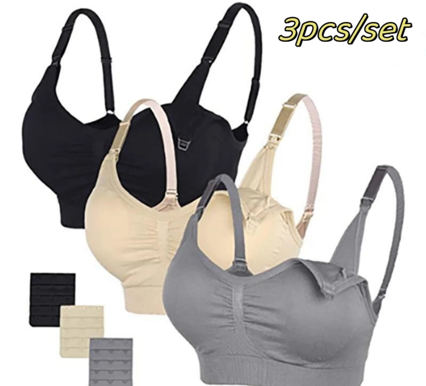Maternity Nursing Bra – 3-Pack Seamless Cotton Bras