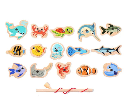 Montessori Wooden Fishing Toy – Educational Marine Life Game
