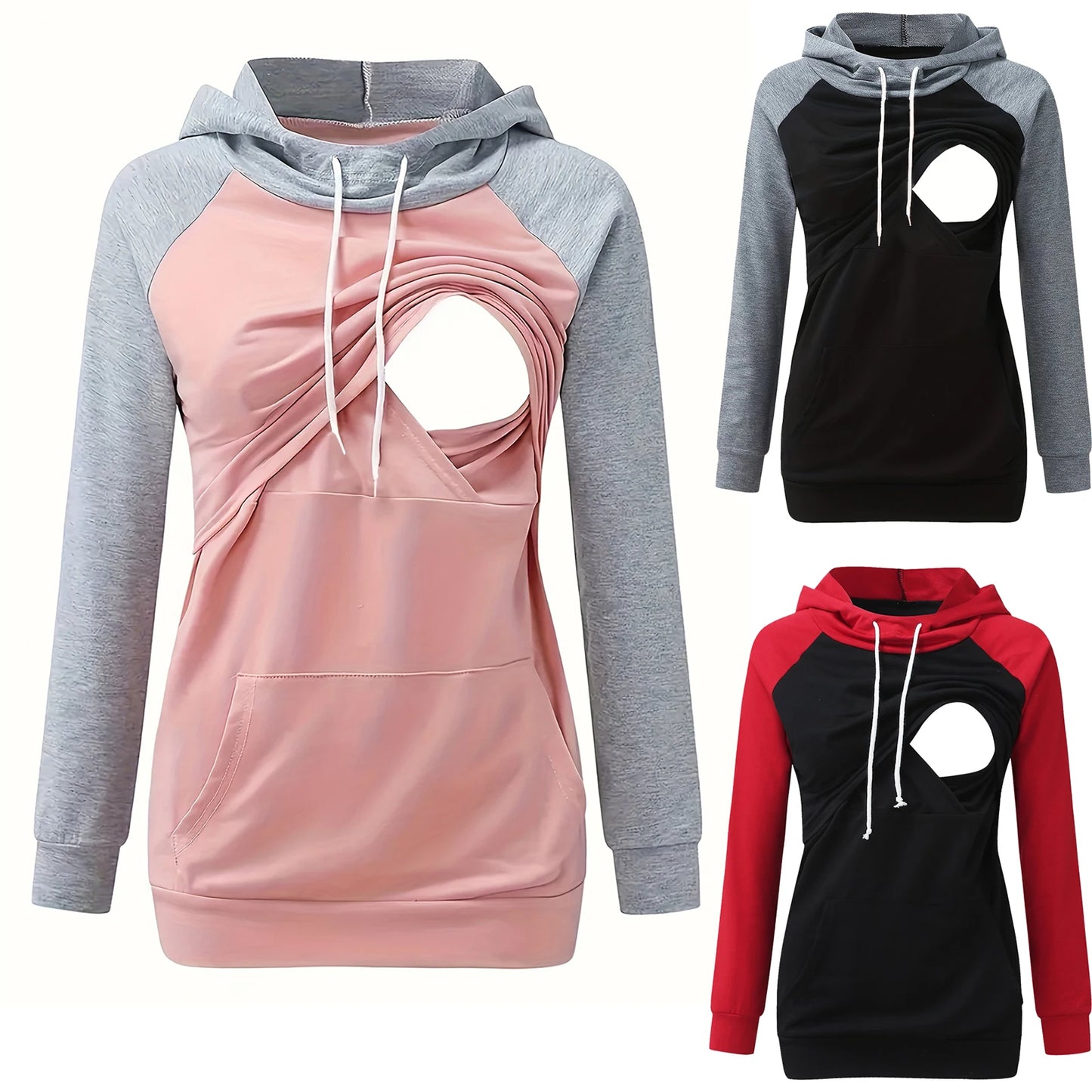 Maternity Nursing Hoodie – Breastfeeding Sweatshirt with Kangaroo Pocket