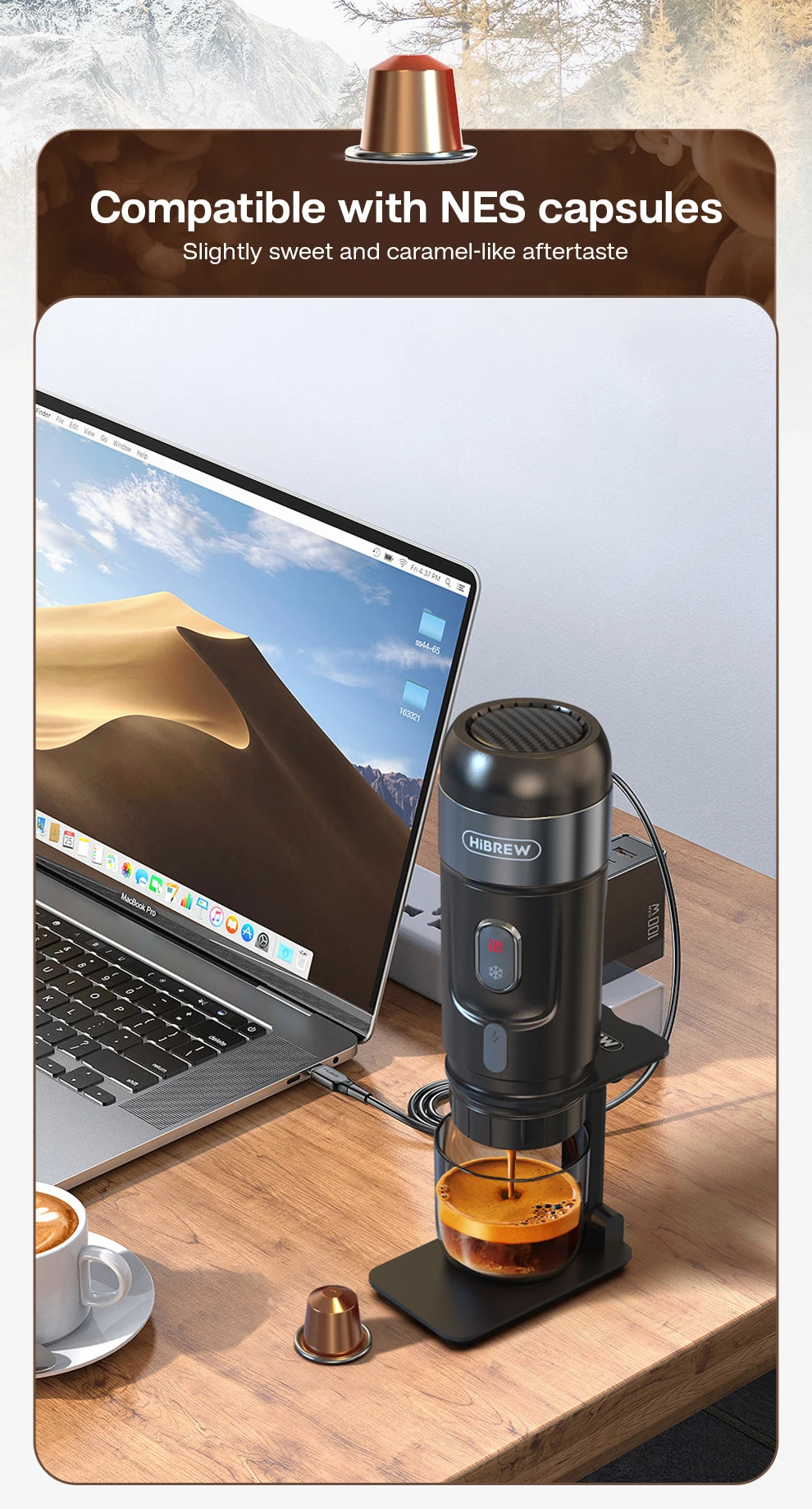 HiBREW MiniBarista Espresso Machine – Compact Power, Café-Quality Taste