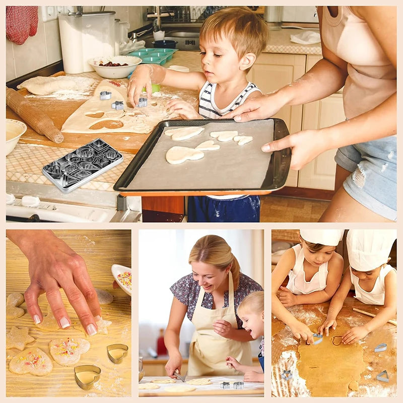30-Piece Stainless Steel Cookie Cutter Set – Mini Shapes for Baking Fun