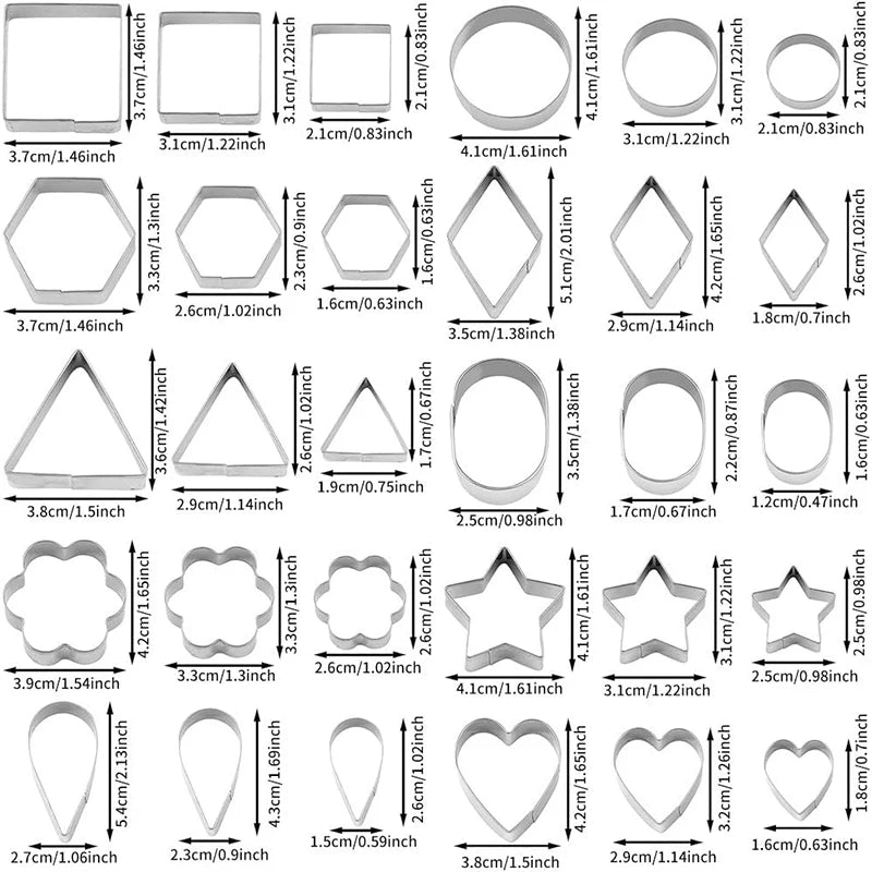 30-Piece Stainless Steel Cookie Cutter Set – Mini Shapes for Baking Fun