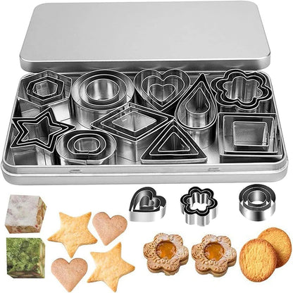 30-Piece Stainless Steel Cookie Cutter Set – Mini Shapes for Baking Fun