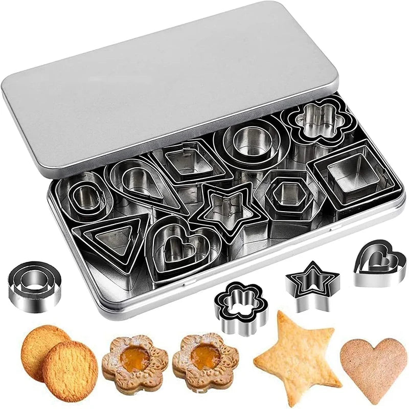 30-Piece Stainless Steel Cookie Cutter Set – Mini Shapes for Baking Fun