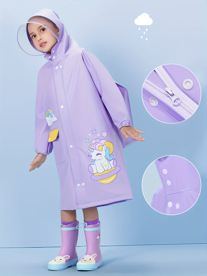 Girls' Bunny Raincoat – Hooded Waterproof Jacket with Backpack Pocket