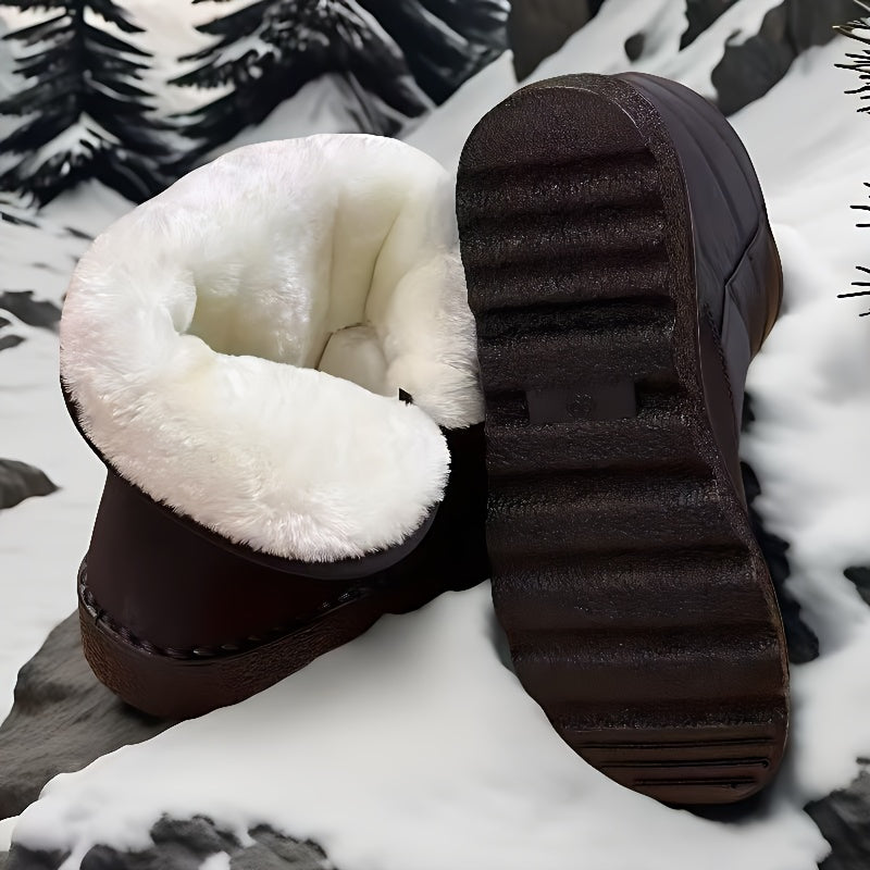 Winter Snow Boots – Fleece-Lined High-Tube Flat Boots