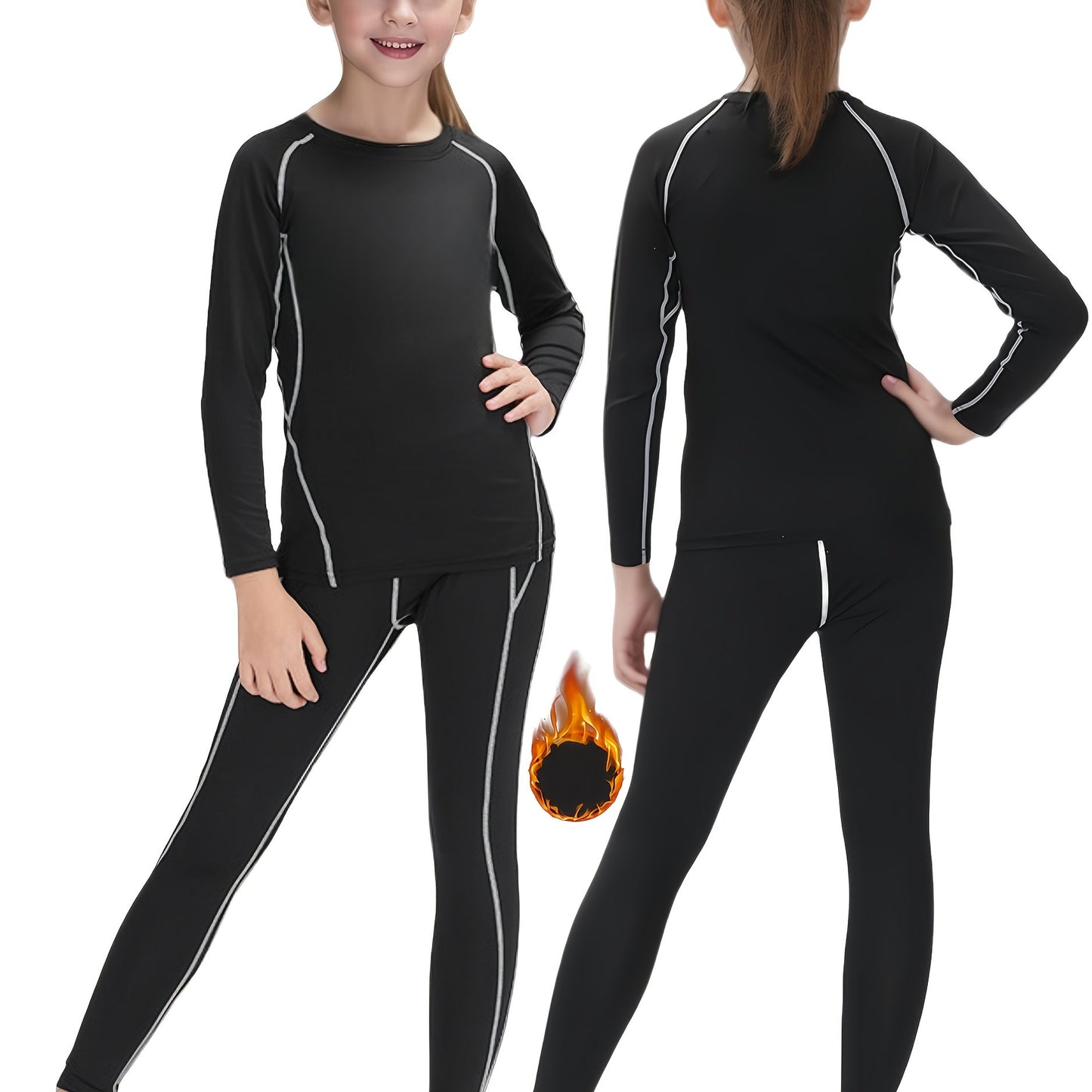 Kids Thermal Underwear Set – Fleece-Lined Base Layer